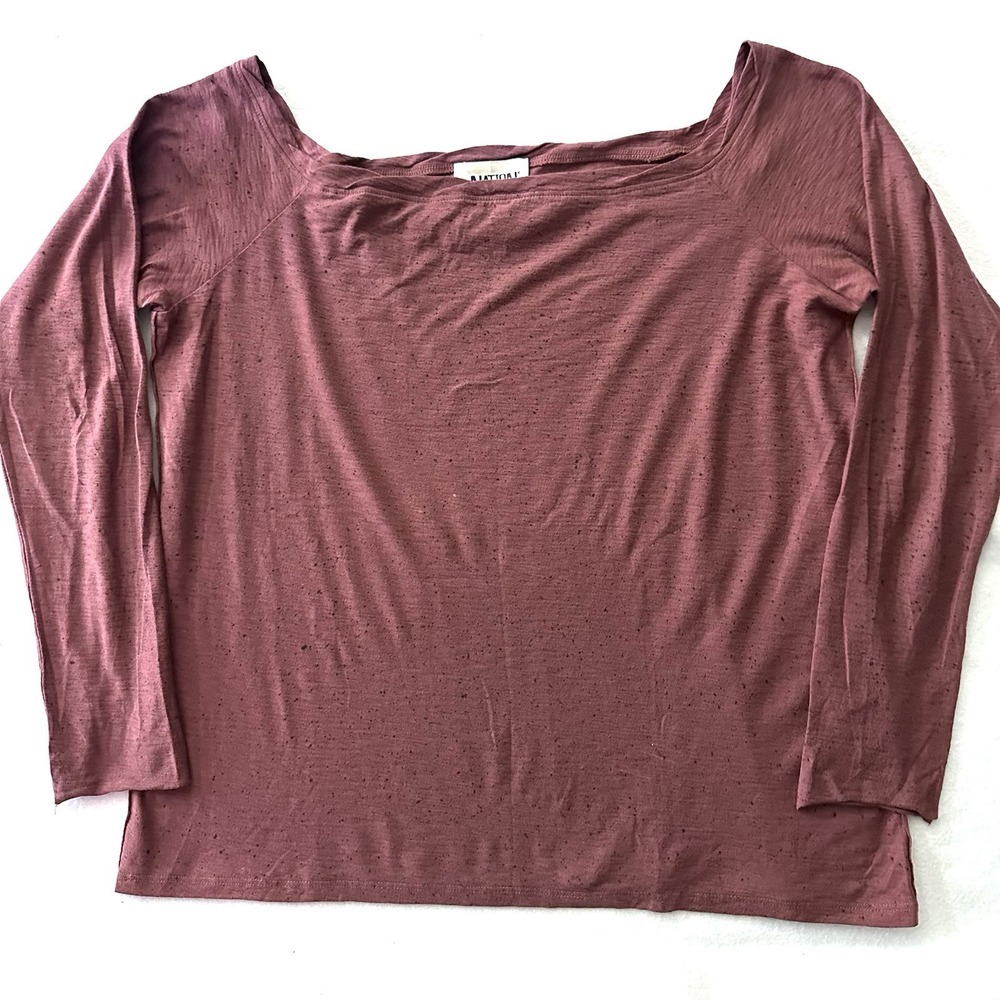 Nation ltd Women's L Large Square Neck Speckled‎ Boxy Pima Peru Red Burgundy